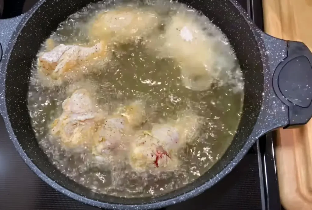 frying chicken wings