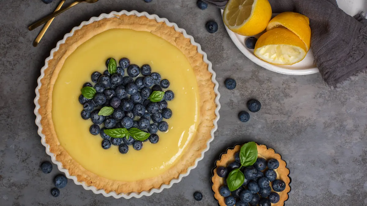 Honey Lemon Tart With Blueberries