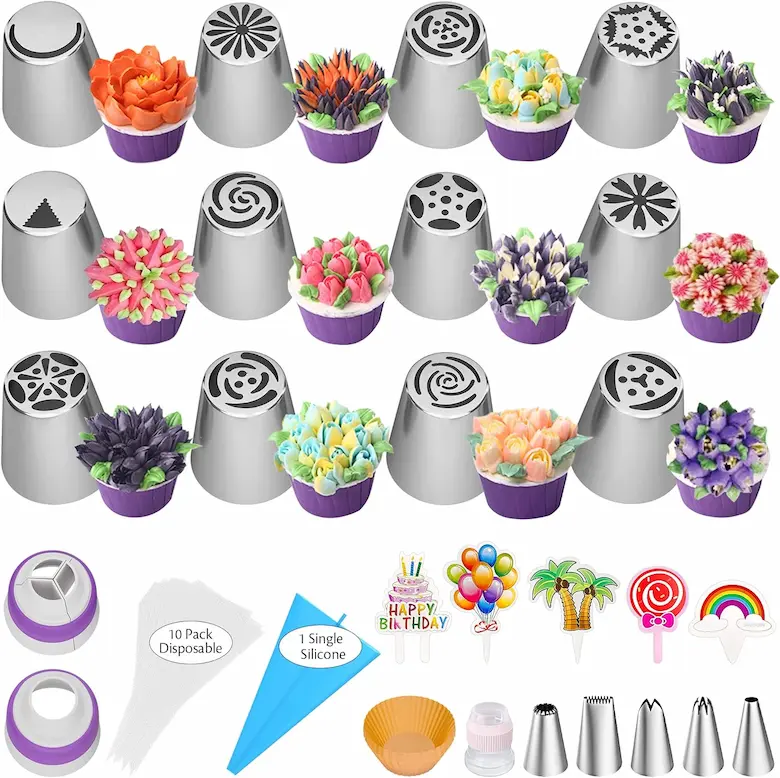 Ouddy Russian Piping Tips Cake Decorating Kit - 56PCs