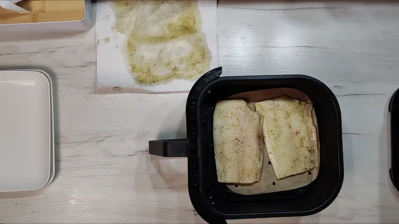 Air frying the Halibut