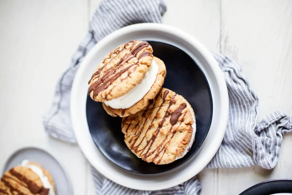 Almond Ice Cream Sandwich Cookies for serving