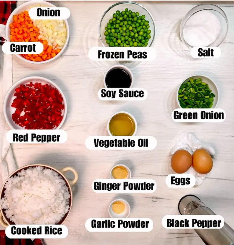 Ingredients for Air Fryer Fried Rice