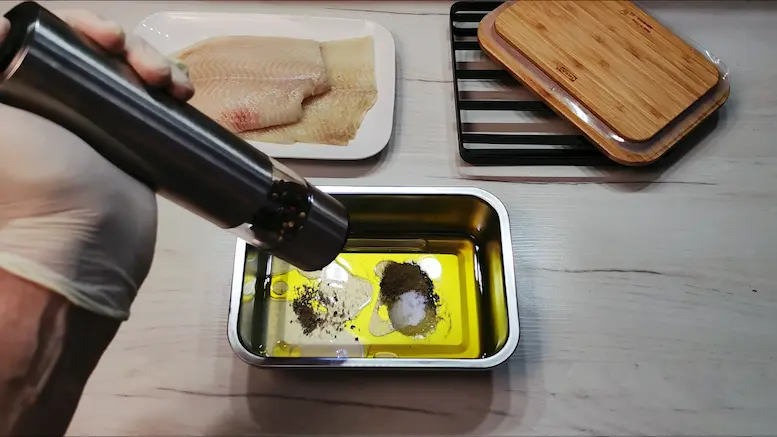 prepare the marinade for Air fryer Halibut