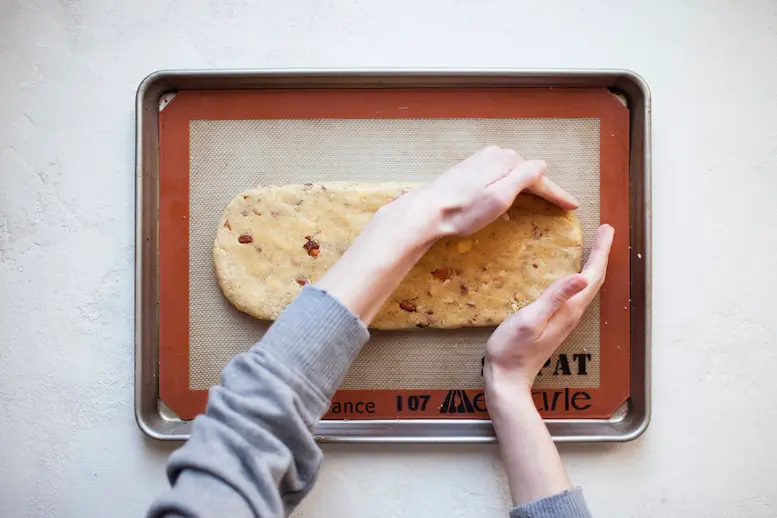 preparing dough for Almond Biscotti