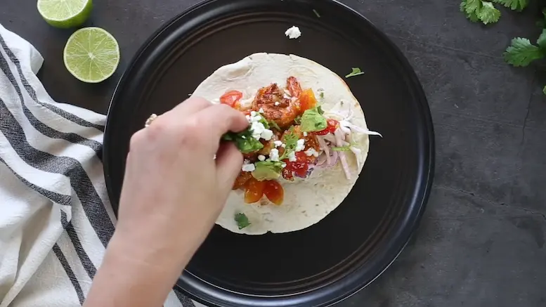 assemble tacos to make Shrimp Tacos-1