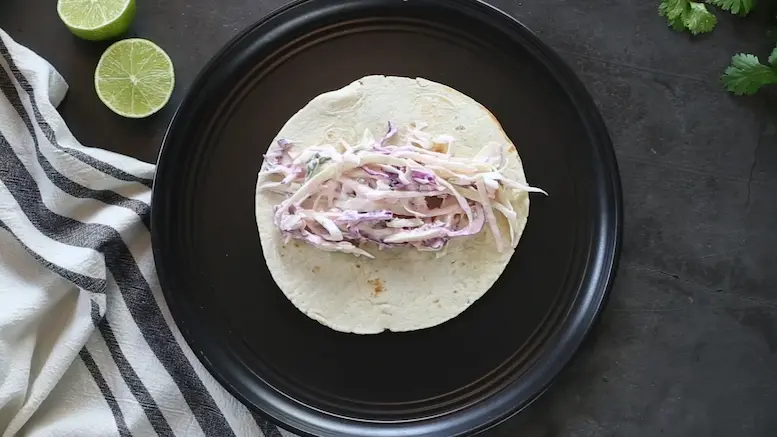 assemble tacos to make Shrimp Tacos
