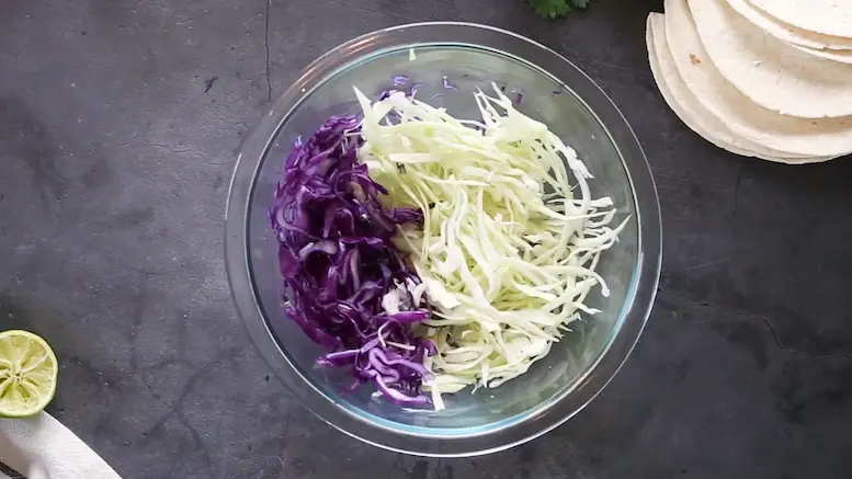 make cabbage slaw for Shrimp Tacos
