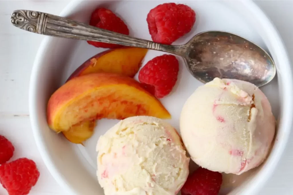 Ninja Creami Raspberry Swirl Peach Ice Cream