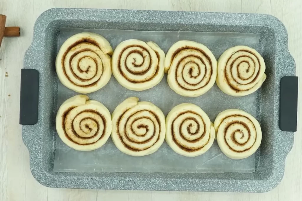 baking the Cinnamon rolls