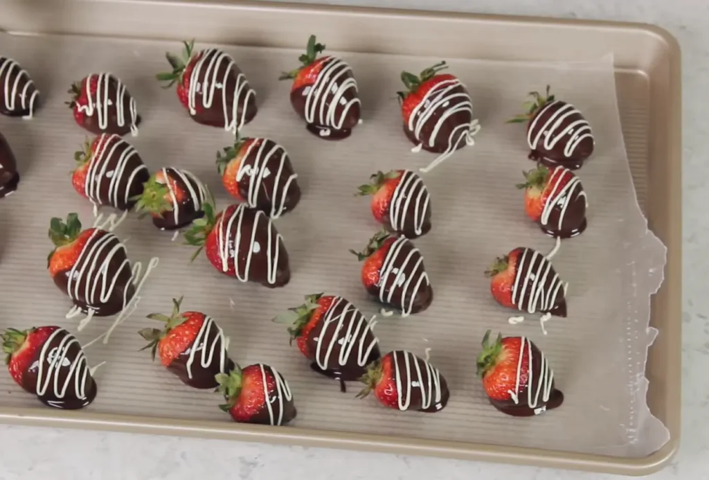 Chocolate Dipped Strawberries with topping of white chocolate