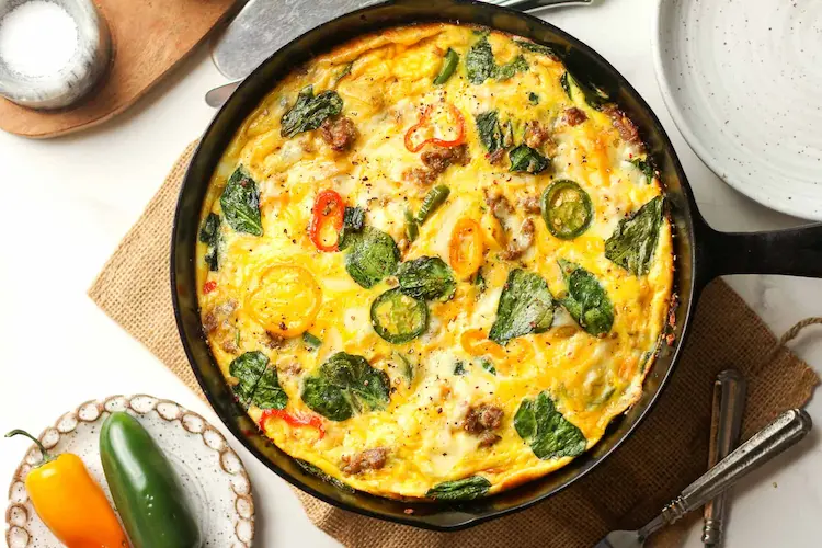 Deer Sausage and Spinach Frittata 