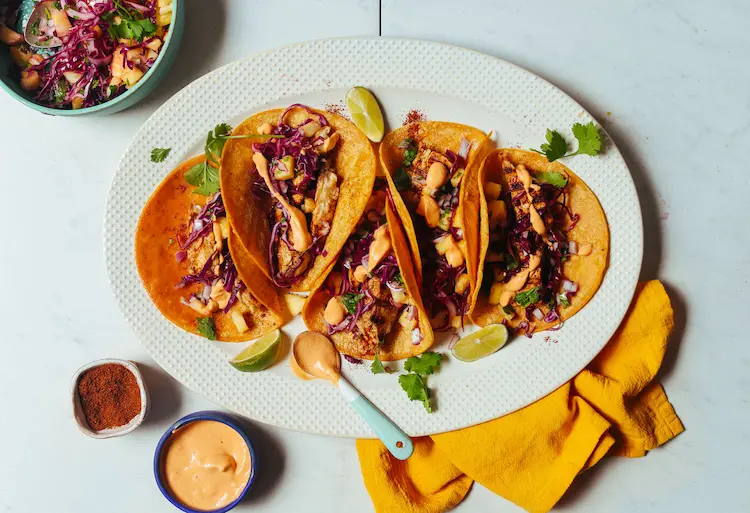 Grilled Fish Tacos with Fresh Slaw